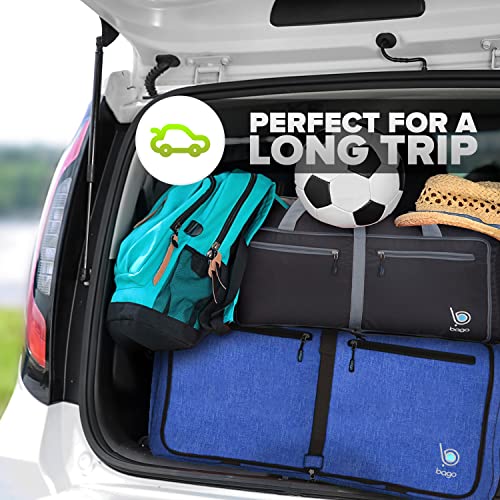 Bago Foldable Duffel Bags for Traveling Women & Men - 60L Medium Packable Duffle Bag for Travel with Shoe Compartment - Water Repellant, Heavy Duty, Lightweight Folding & Collapsible (SnowDepBlue) - Image 5