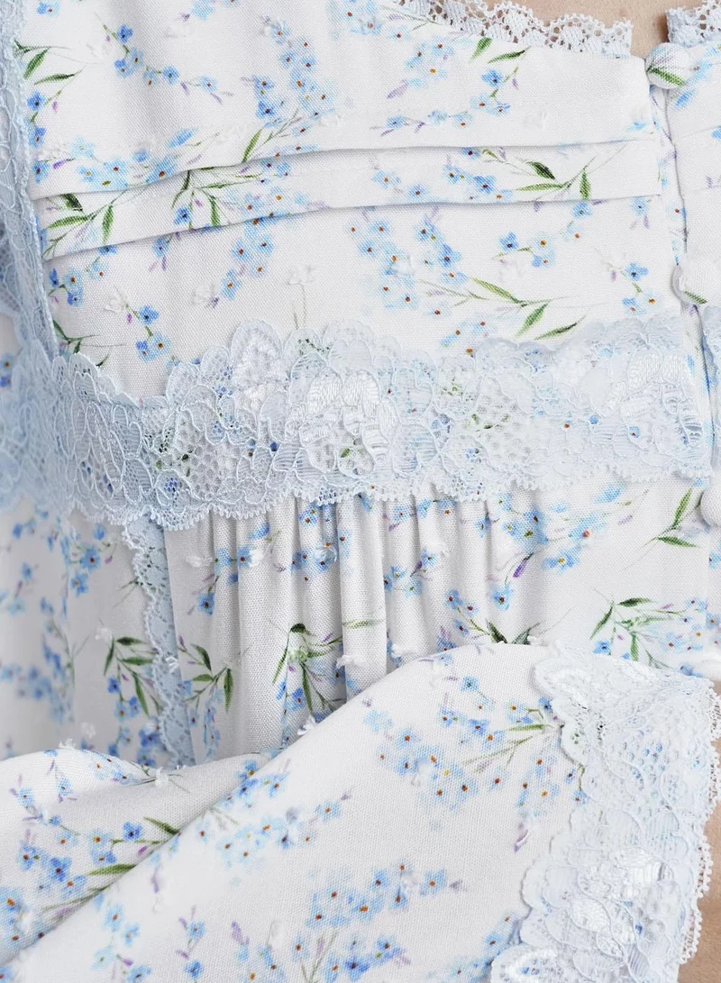 Kashkha  White Viscose Floral Print Nightwear Dress (CNH460) for Women | Best Price UAE