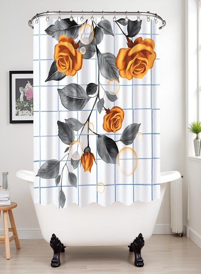 FuShvre Burnt Orange Shower Curtains Rose Bathroom Curtain Set Orange Flower Bathroom Decor Hooks Included 72"x72" - Image 4