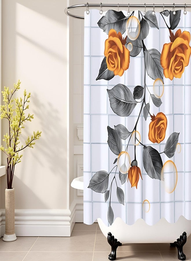 FuShvre Burnt Orange Shower Curtains Rose Bathroom Curtain Set Orange Flower Bathroom Decor Hooks Included 72"x72" - Image 3