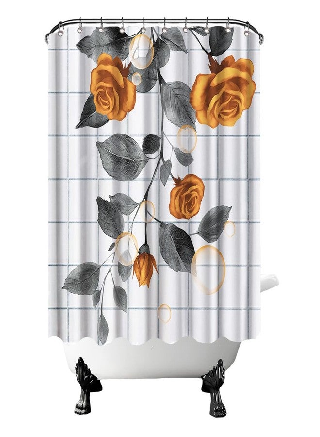 FuShvre Burnt Orange Shower Curtains Rose Bathroom Curtain Set Orange Flower Bathroom Decor Hooks Included 72"x72" - Image 1