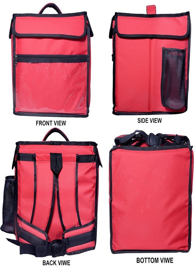 Quaffor 16 * 16 * 16 Inch Food/Pizza/zomato/swiggy/Cake Insulated hot/Cold delivery Backpack (Red) - Image 5