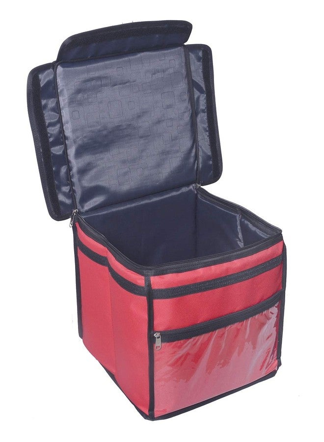 Quaffor 16 * 16 * 16 Inch Food/Pizza/zomato/swiggy/Cake Insulated hot/Cold delivery Backpack (Red) - Image 1