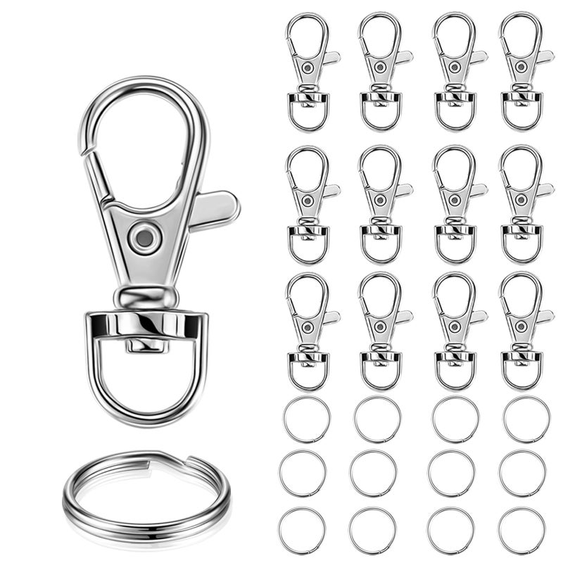 YHYZ YHYZ Keychain Key Chain Rings Clips Bulk60pcs Small Silver Swivel Lanyard Snap Hooks 32mm X 30pcs  Key Rings X 30pcs for Keychain Crafts Resin Projects Lanyard Bag PurseTag 