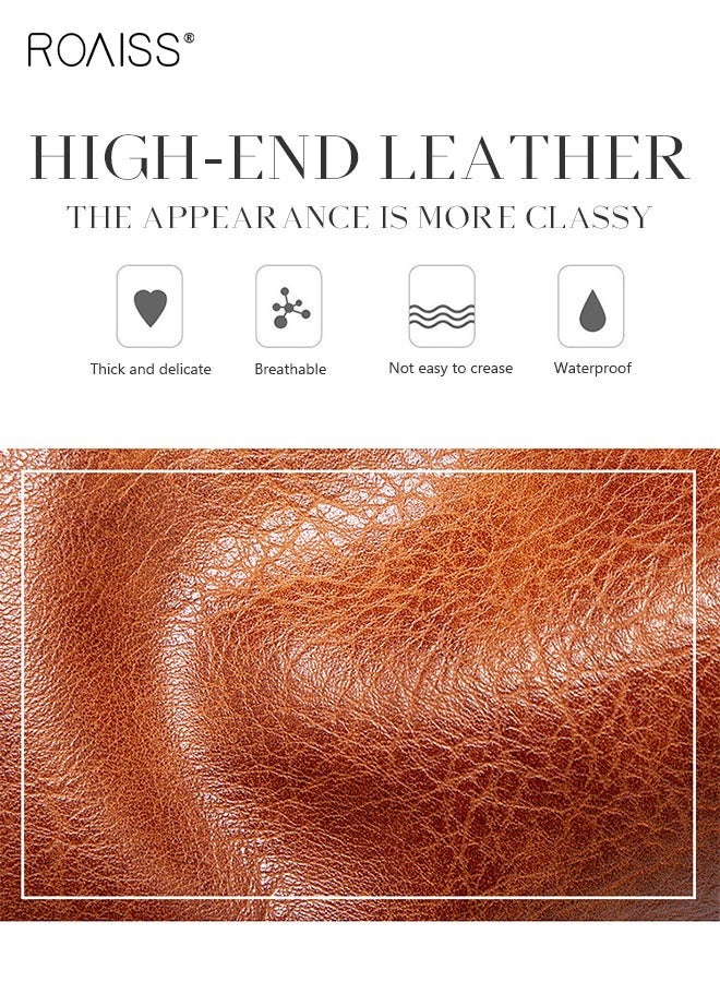 roaiss Women's PU Leather Large Crossbody Bags Ladies Shoulder Handbags Purse 2-Piece Set for Women Hobo Totes Purses and Handbags Shoulder Bag Vegan Leather Tote Adjustable Waterproof Daypack Brown - Image 5