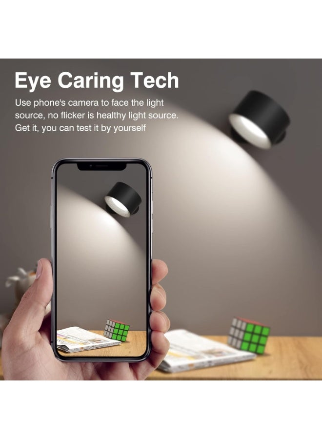 أضواء حائط LED، مصابيح حائط تعمل بالبطارية، أضواء مثبتة على الحائط بدون سلك مع 3 درجات حرارة للون و3 مستويات سطوع، كرة مغناطيسية 360°، منفذ شحن USB للقراءة والدراسة بجانب السرير - Image 5