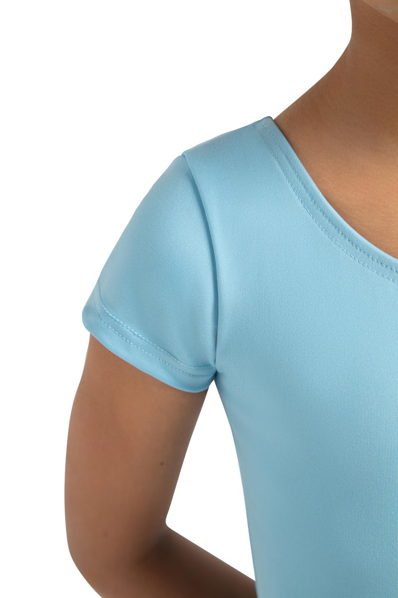 Capezio ليوتارد قصير الأكمام الأساسي للفتيات من كابيزيو، أزرق فاتح، 6 8 الولايات المتحدة - Image 3