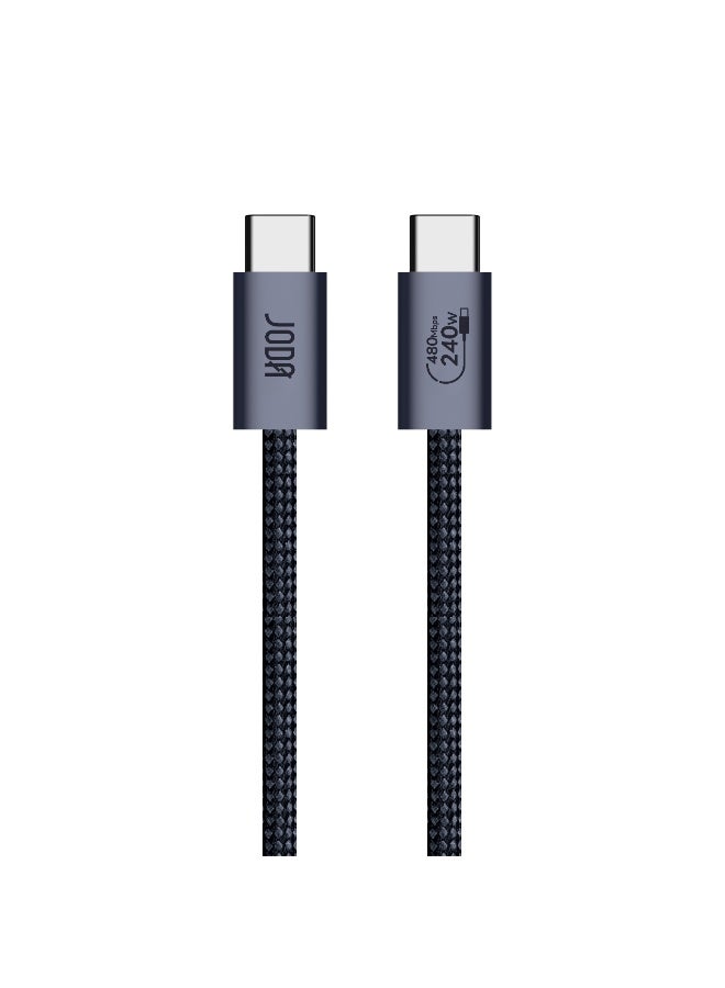 JODA Titan 240 240W USB-C to USB-C Cable , Black, 2 Meter ,240W Fast Charging, ,Safe Fast Charging, ,Smart Device & iPhone Charging Cable, ,Durable Charger, ,Long-Lasting Charging Cable, ,USB-C Cable Charger, ,Super Fast Charging, ,2 Meter Cable, ,iPhone & Samsung  Charger, ,Strong & Flexible Charging Cable. - Image 2