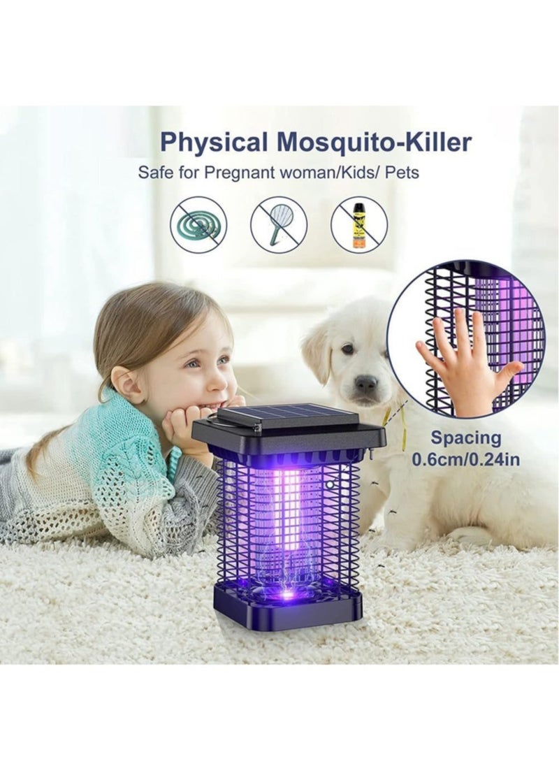 Generic - Solar Bug Zapper Outdoor Waterproof, Cordless Rechargeable Mosquito Zapper with 4200V High Powered UV Light, 3 in 1 Fly Zapper Up to 100 Sq.m., Attract Gnats/Mosquitoes/Flies/Moths - Image 1
