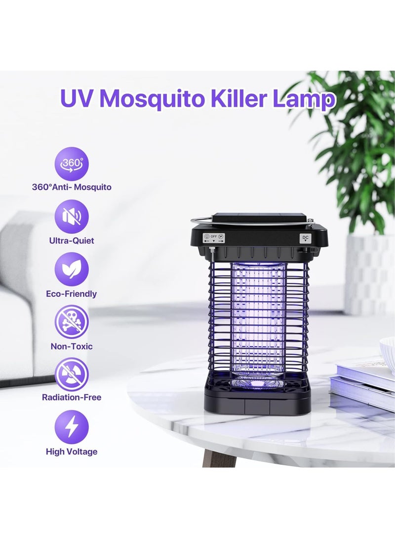 Generic - Solar Bug Zapper Outdoor Waterproof, Cordless Rechargeable Mosquito Zapper with 4200V High Powered UV Light, 3 in 1 Fly Zapper Up to 100 Sq.m., Attract Gnats/Mosquitoes/Flies/Moths - Image 1