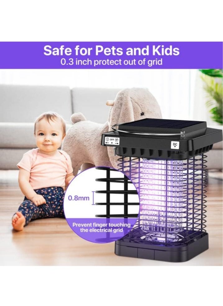 Generic - Solar Bug Zapper Outdoor Waterproof, Cordless Rechargeable Mosquito Zapper with 4200V High Powered UV Light, 3 in 1 Fly Zapper Up to 100 Sq.m., Attract Gnats/Mosquitoes/Flies/Moths - Image 1