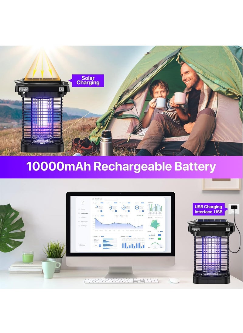 Generic - Solar Bug Zapper Outdoor Waterproof, Cordless Rechargeable Mosquito Zapper with 4200V High Powered UV Light, 3 in 1 Fly Zapper Up to 100 Sq.m., Attract Gnats/Mosquitoes/Flies/Moths - Image 1