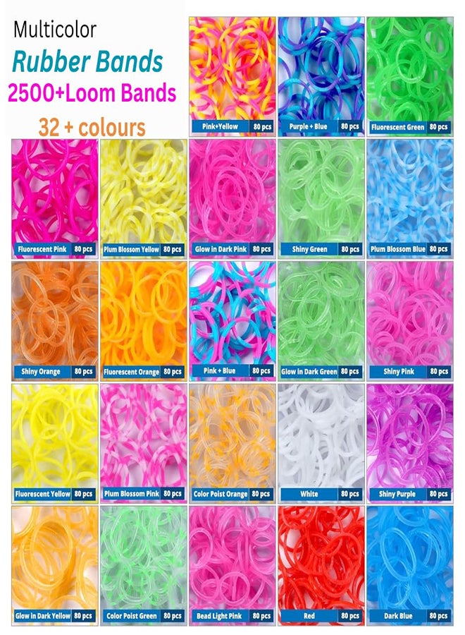 2500+ Loom Bands kit, 32 Colours Friendship Bracelet Loom Bands with Bonus 3.5 mm Metal Crochet Hook  - Image 2