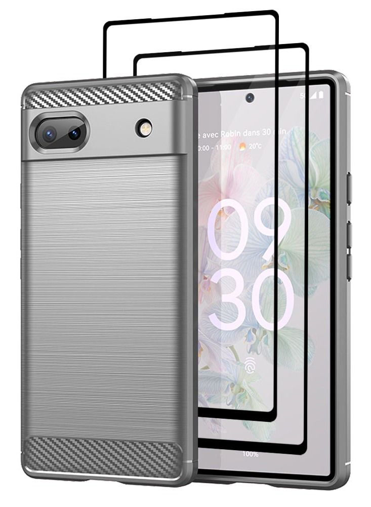 CATANES 3 Packs For Google Pixel 6a Case Cover and 2 Screen Protectors Soft TPU Bumper Protective Back Case Grey - Image 2