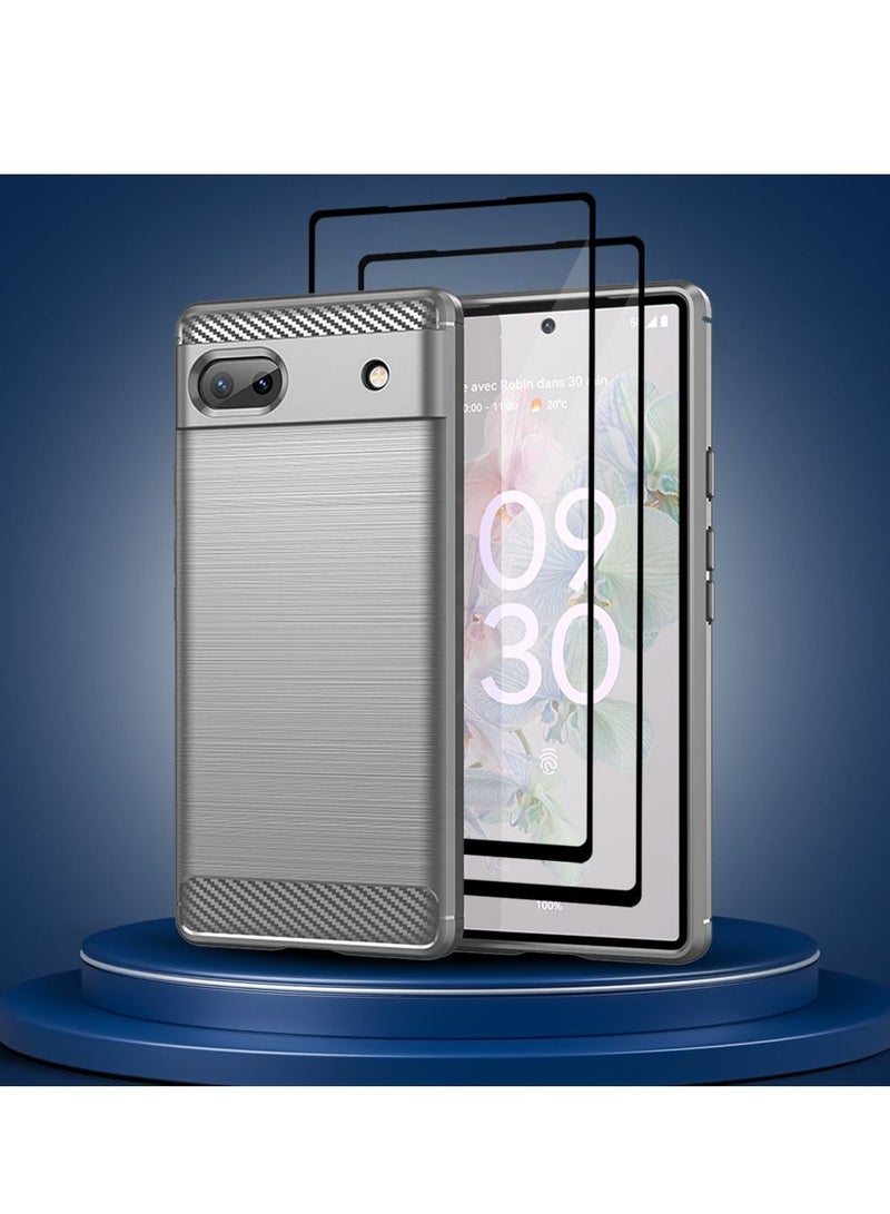 CATANES 3 Packs For Google Pixel 6a Case Cover and 2 Screen Protectors Soft TPU Bumper Protective Back Case Grey - Image 3