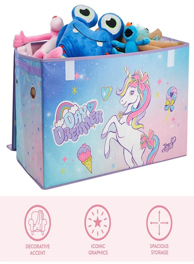 آيديا نوفا صندوق تخزين قابل للطي للأطفال من Idea Nuova JoJo Siwa Unicorn Bow Day Dreamer، متين بغطاء ناعم، 28.5 بوصة × 14.5 بوصة × 16 بوصة - Image 3