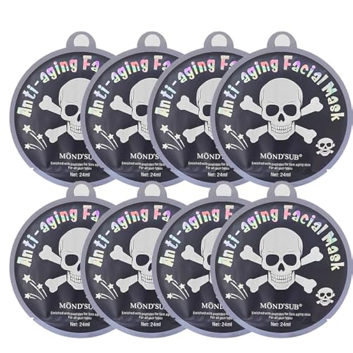 Mond'sub Skull face mask,Hydrating and Soothing Facial Mask,Enriched with Peptides,Firm aging skin 8 packs-Spa Beauty Masks - Image 1
