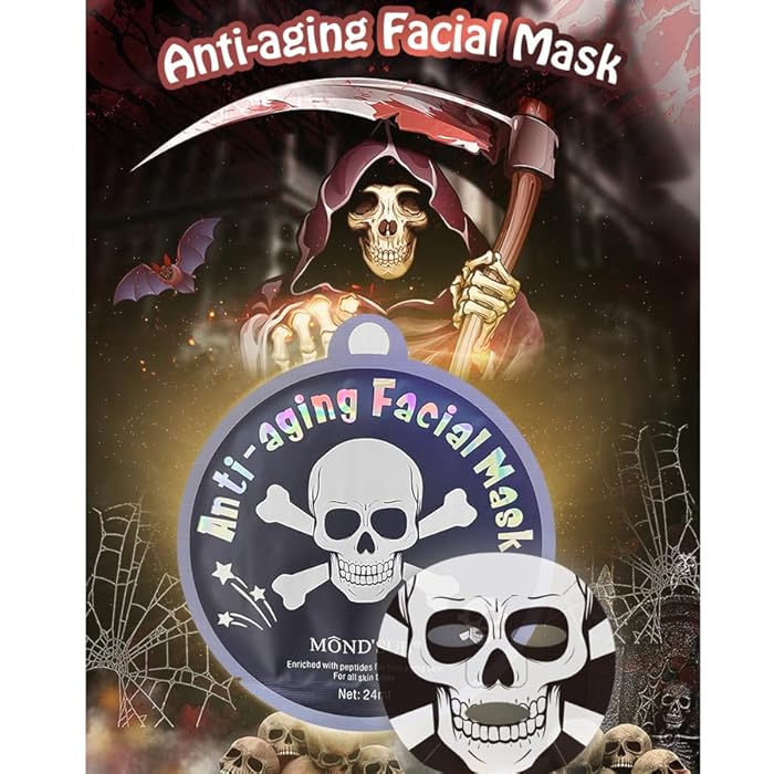 Mond'sub Skull face mask,Hydrating and Soothing Facial Mask,Enriched with Peptides,Firm aging skin 8 packs-Spa Beauty Masks - Image 2