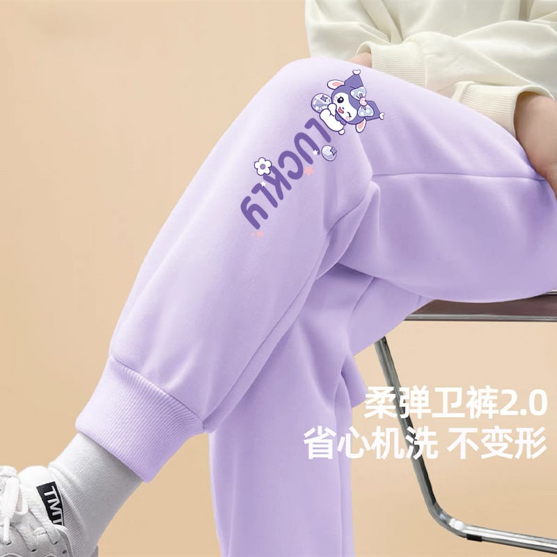 Children'S Casual All-Match Sweatpants Girls' Pants Girls' Western Style Cartoon Outer Wear Pants - Image 1