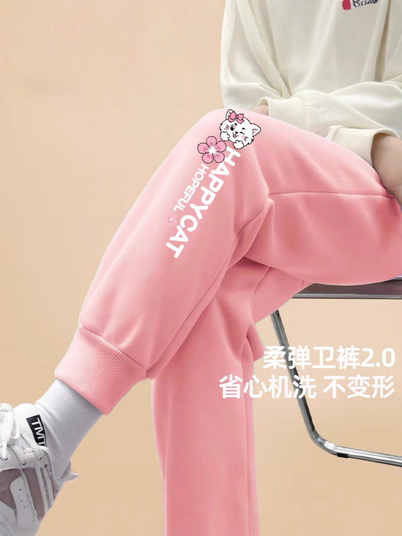 Children'S Casual All-Match Sweatpants Girls' Pants Girls' Western Style Cartoon Outer Wear Pants - Image 3