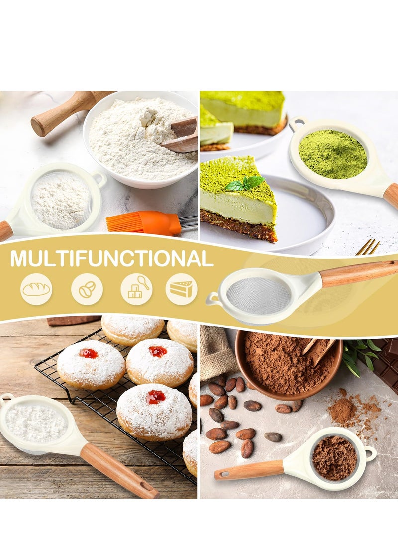 Excefore Strainers Fine Mesh,Small 30 Mesh Fine Mesh kitchen Sieve Sifters with Wooden Handle,Stainless Steel Colanders Skimmer for Straining Flour,Quinoa,Tea, Juice,Sugar (2PCS)  - Image 3