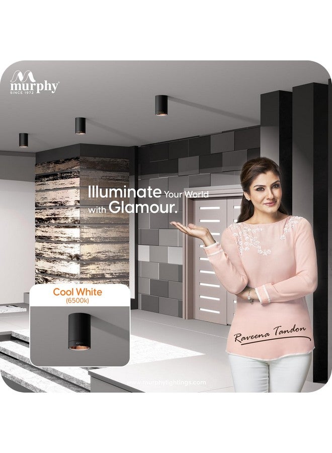 Murphy Aluminium 10W Black Body Cylindrical Surface Mounted Spot Light Down Light (Cool White, Pack Of 4) - Image 5