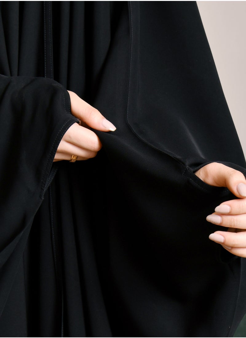 عبايات حوراء - عباية رأس مفتوحة بمطاط لتثبيت العباية - Image 1