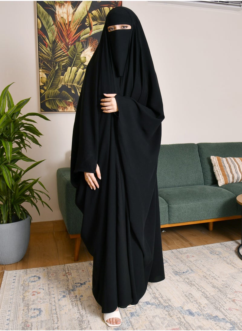 عبايات حوراء - عباية رأس مفتوحة بمطاط لتثبيت العباية - Image 1