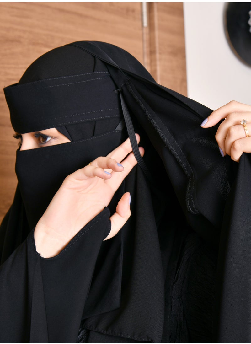 عبايات حوراء - عباية رأس مفتوحة بمطاط لتثبيت العباية - Image 1