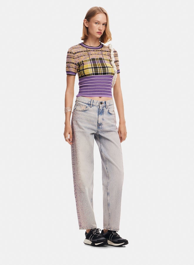 DESIGUAL Checkered knit T-shirt  - Image 2