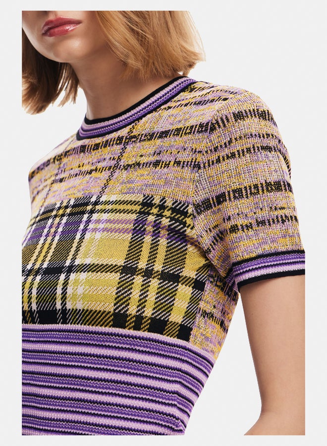 DESIGUAL Checkered knit T-shirt  - Image 5