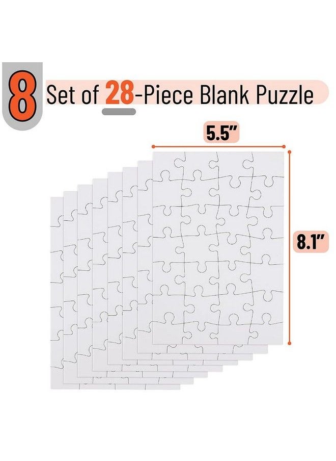 Mr. Pen - Blank Puzzle 8 Pack 28 Pieces/Pack 5.5 X 8.1 Inches White Blank Puzzles To Draw On White Puzzle All White Puzzle Blank Puzzle Pieces To Write On Blank Jigsaw Puzzle Pieces - Image 1