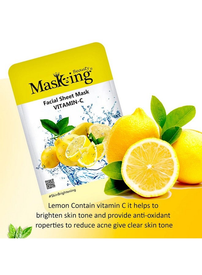MasKing Beauty Facial Sheet Mask of Lemon (20g) & Bamboo Facial Sheet Mask of Pink Rose & Lotus (20g) Ideal for Women & Men (Combo Pack of 2) - Image 2