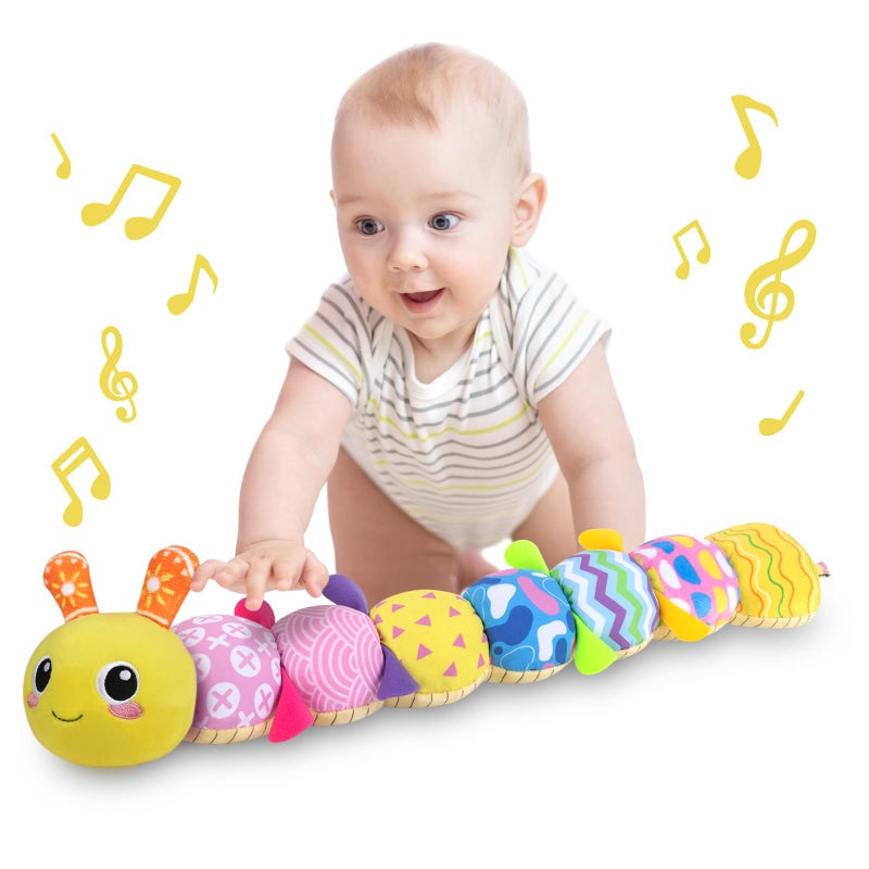 KMUYSL Baby Toys 012 Months Musical Animal Stuffed Toy with Crinkle Rattles Lullaby Plush Toy for Infant Newborn Yellow Fabric Cotton - Image 2