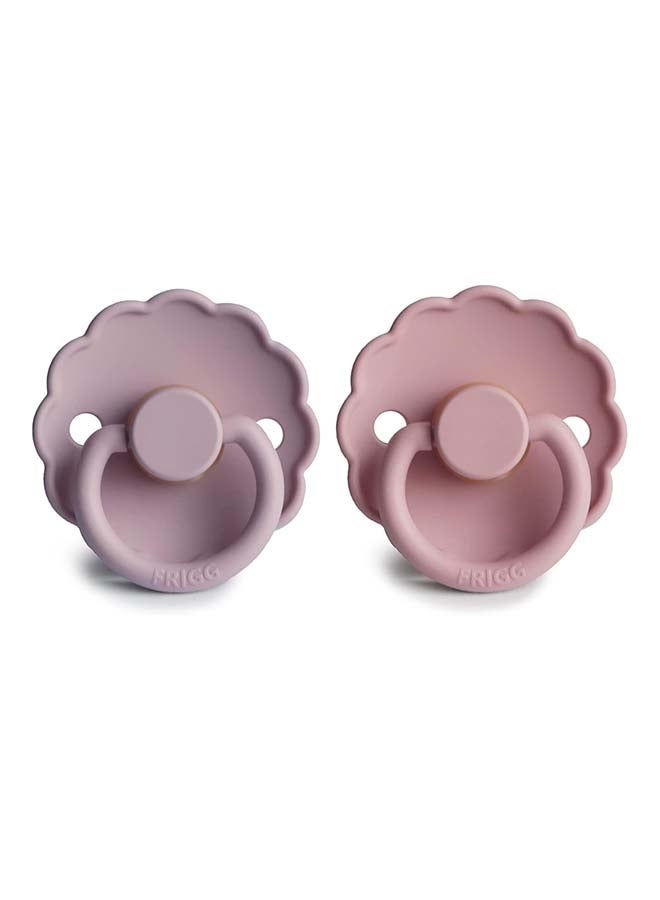 FRIGG Daisy Latex Baby Pacifier 6-18M 2-Pack Soft Lilac/Fuchsia - Size 2