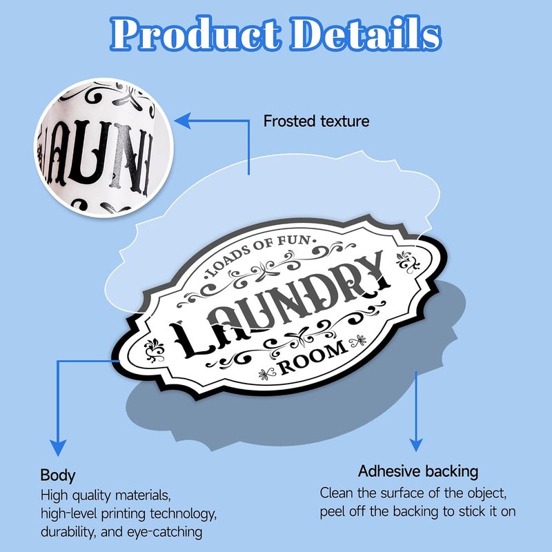 LUHIMO Laundry Room Door Sign Sticker，Self-Adhesive Waterproof Vinyl Vintage Laundry Room Sign for House，Home，Business, Wall Decor - Image 2