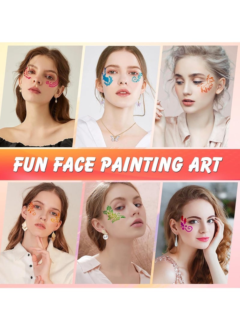20 الوشم قالب حزمة ، قابلة لإعادة الاستخدام رسم الوجه قالب ، قالب الوشم العين ، والأطفال لون الجسم قالب ، الطرف ، عطلة ،  ، ماكياج - Image 5