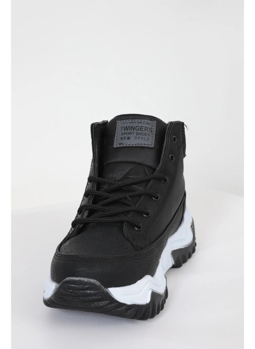 Giysa Black High Ankle High Sole Detailed Lace-Up Women's Sports Boots - 2410  - Image 2