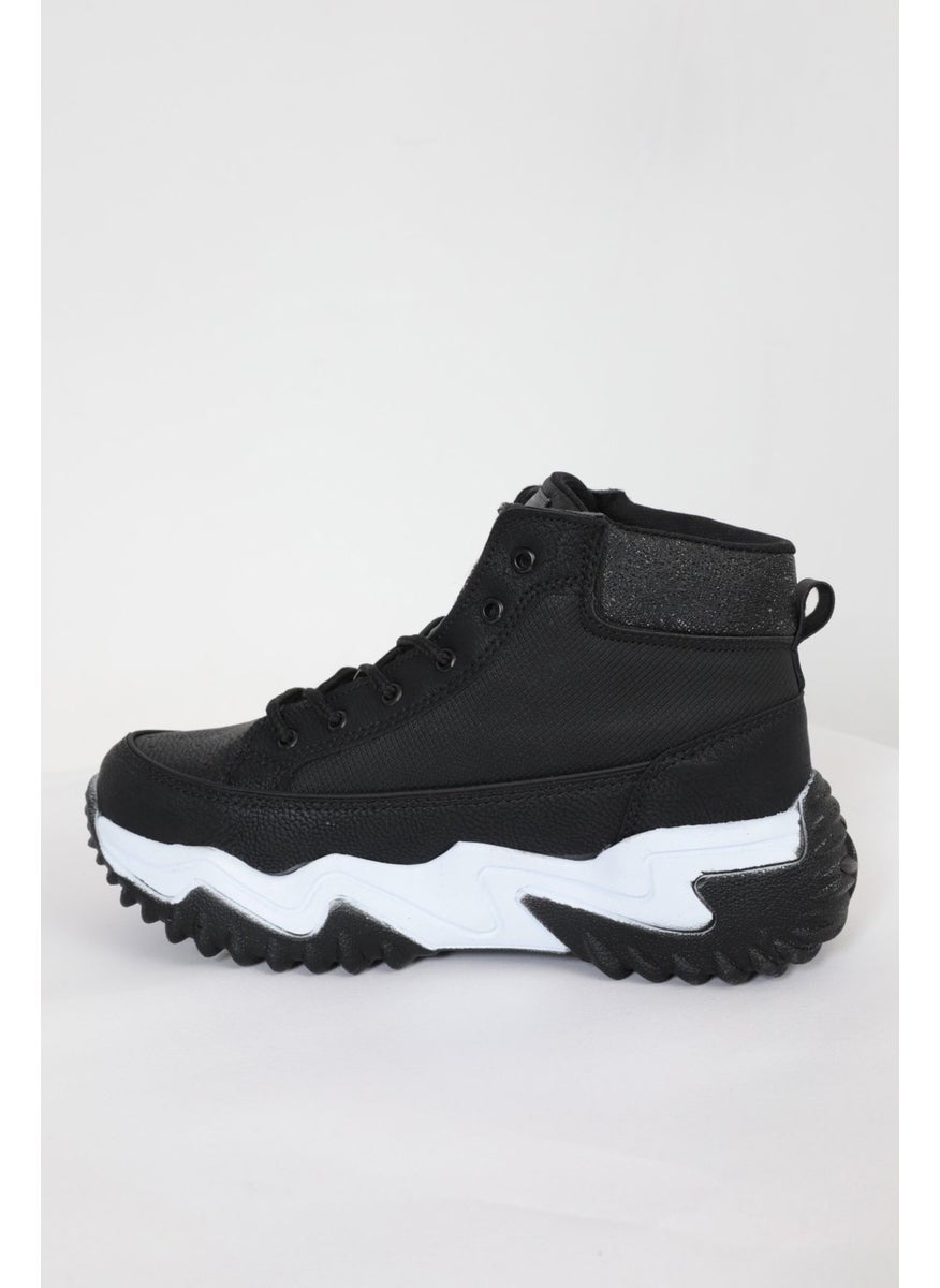 Giysa Black High Ankle High Sole Detailed Lace-Up Women's Sports Boots - 2410  - Image 3