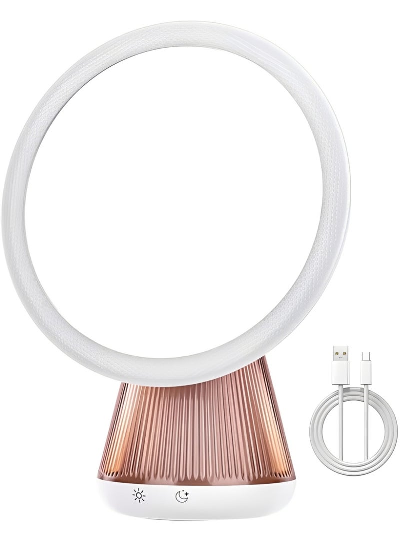 LED Makeup Mirror with Light, Tabletop Vanity Mirror with Touch Control and 3 Light Modes, Portable Desktop Cosmetic Mirror for Bedroom, Dressing Table, Bathroom, Dorm - Image 1