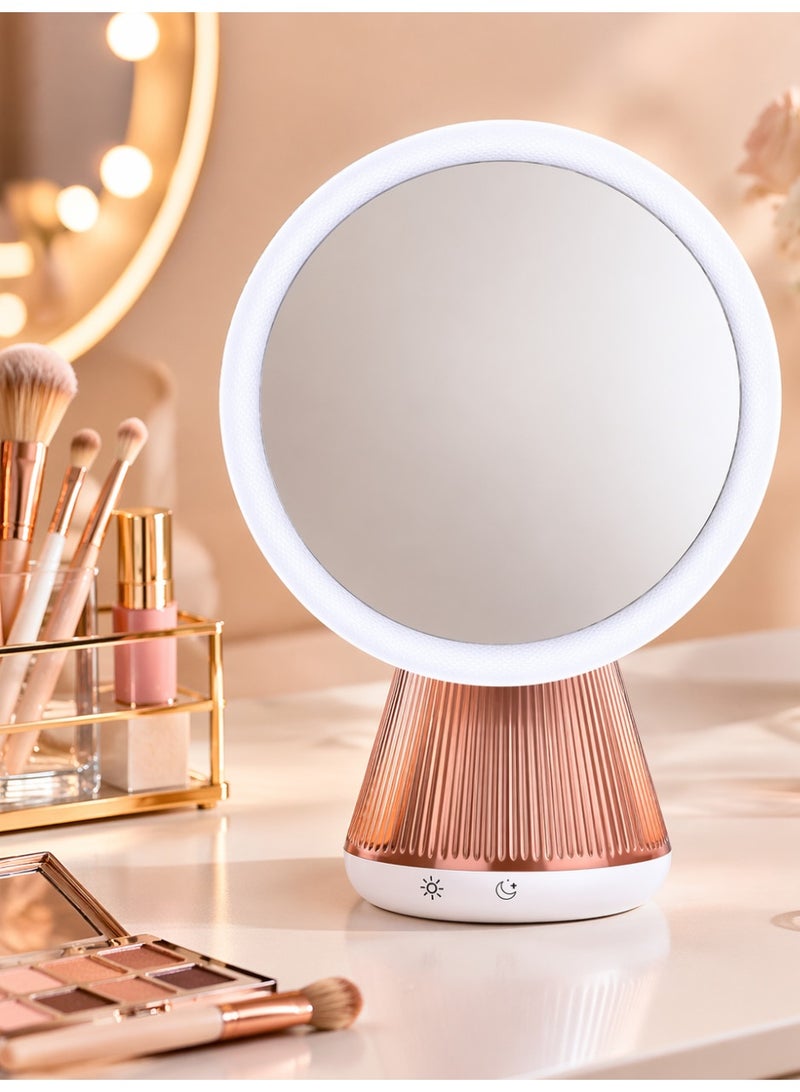 LED Makeup Mirror with Light, Tabletop Vanity Mirror with Touch Control and 3 Light Modes, Portable Desktop Cosmetic Mirror for Bedroom, Dressing Table, Bathroom, Dorm - Image 2