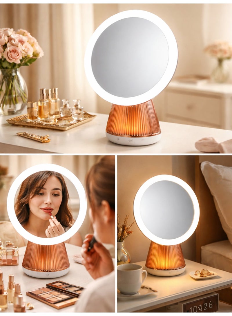 LED Makeup Mirror with Light, Tabletop Vanity Mirror with Touch Control and 3 Light Modes, Portable Desktop Cosmetic Mirror for Bedroom, Dressing Table, Bathroom, Dorm - Image 3