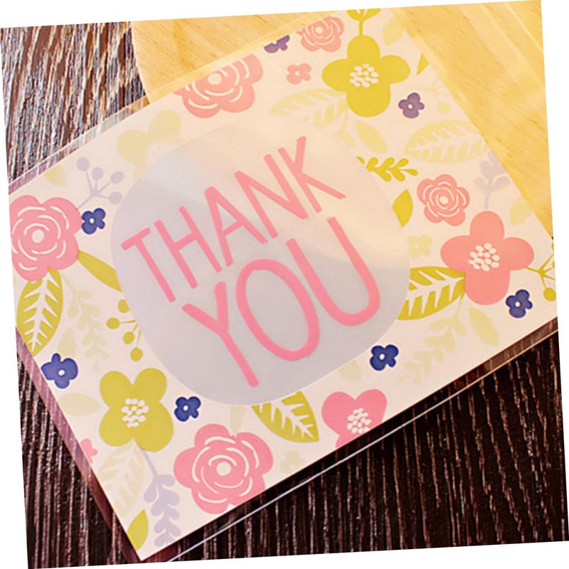100Pcs Self Adhesive Cellophane Treat Bags Floral Design For Candy Cookie Snack Party Favor Packaging - Image 5