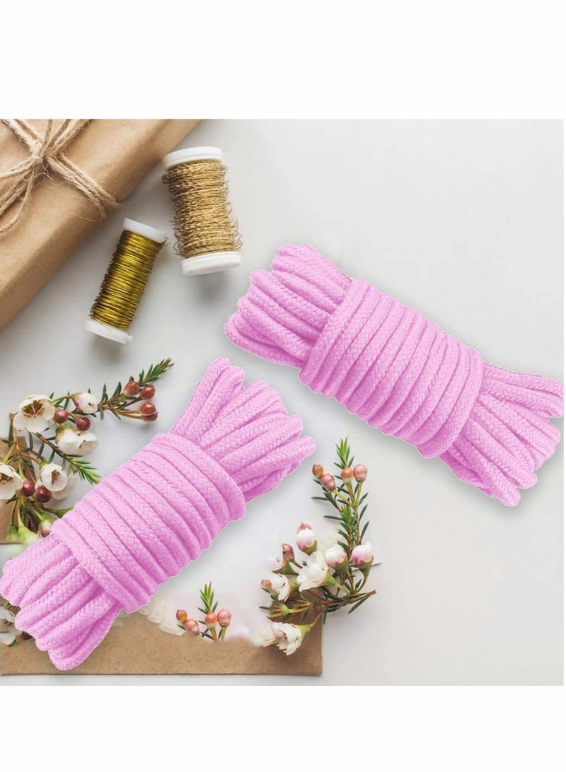 KASTWAVE Pink Cotton Rope, 2 Roll 10M Soft Cotton Rope, Natural Durable Long Cotton Rope for Crafts Wall Hangings Plant Hangers Knotting - Image 3