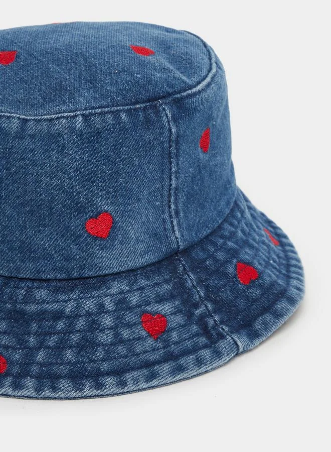 Styli Styli Floral Print Denim Bucket Hat