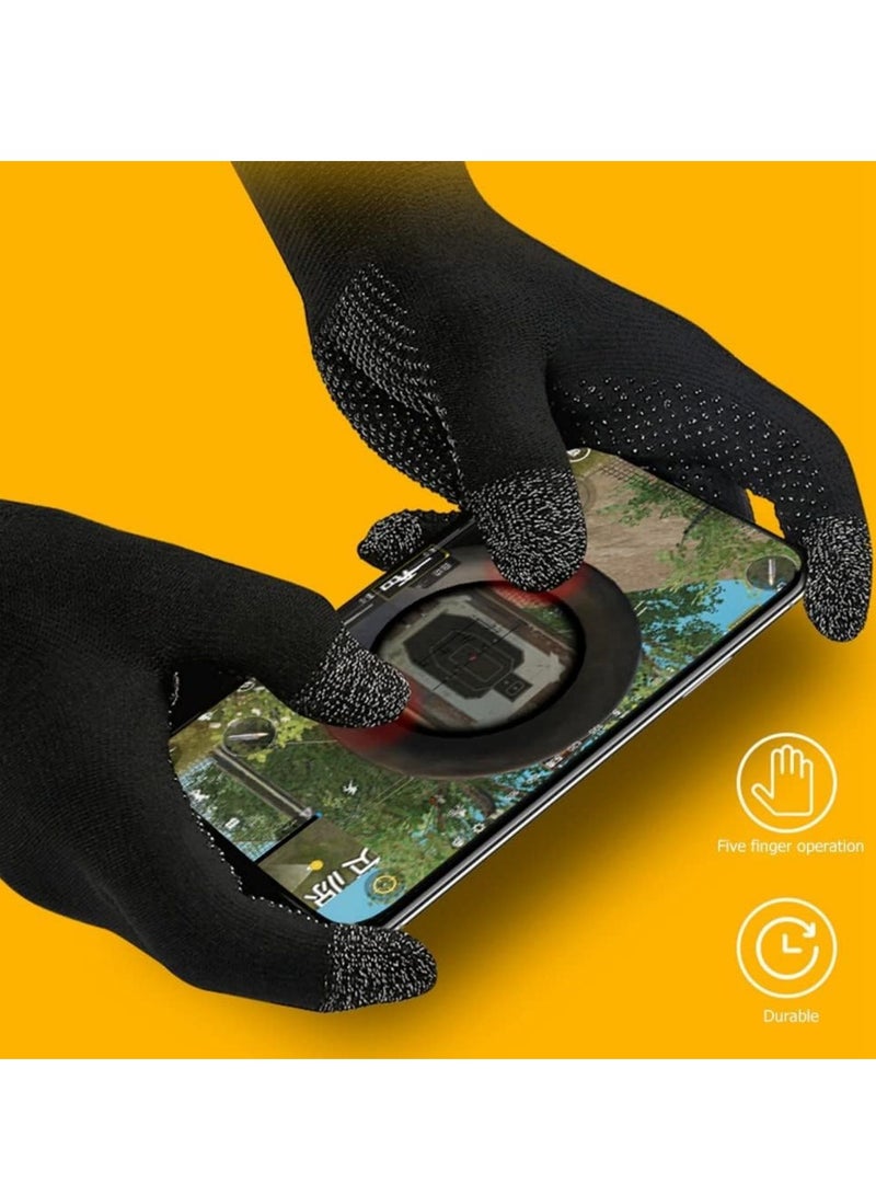 Gaming Gloves, Anti Sweat Breathable, Touch Finger for Highly Sensitive Nano Silver Fiber Material, Dot Silica Gel Palm Non Slip Design, Support Almost All Mobile Gaming  05 Black  - Image 2