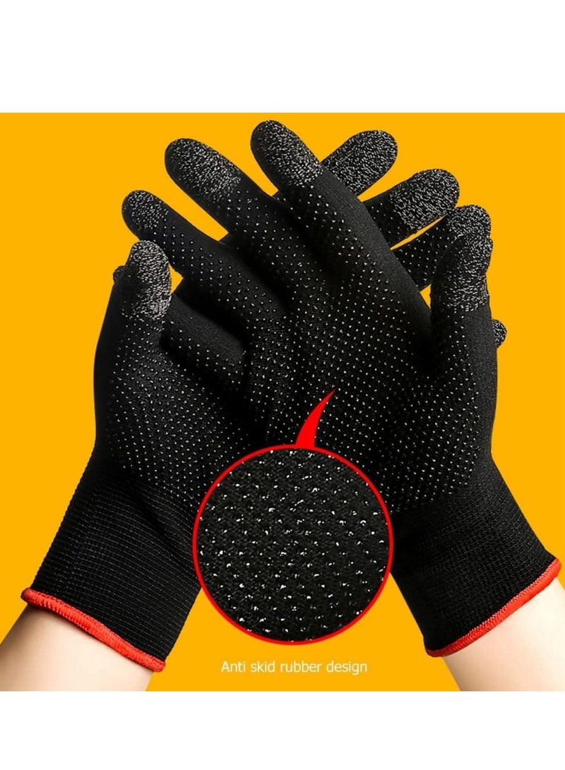 Gaming Gloves, Anti Sweat Breathable, Touch Finger for Highly Sensitive Nano Silver Fiber Material, Dot Silica Gel Palm Non Slip Design, Support Almost All Mobile Gaming  05 Black  - Image 3