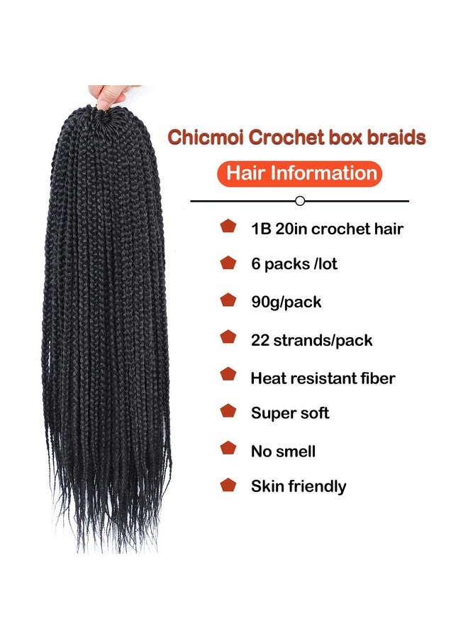 Chicmoi Box Braids Crochet Hair 20 Inch Crochet Braids Pre Looped Crochet Hair For Black Women 6 Packs Small Crochet Box Braids Knotless Box Braids Crochet Hair Box Braided Hair Extensions (20In 6 Packs 1B) - Image 3