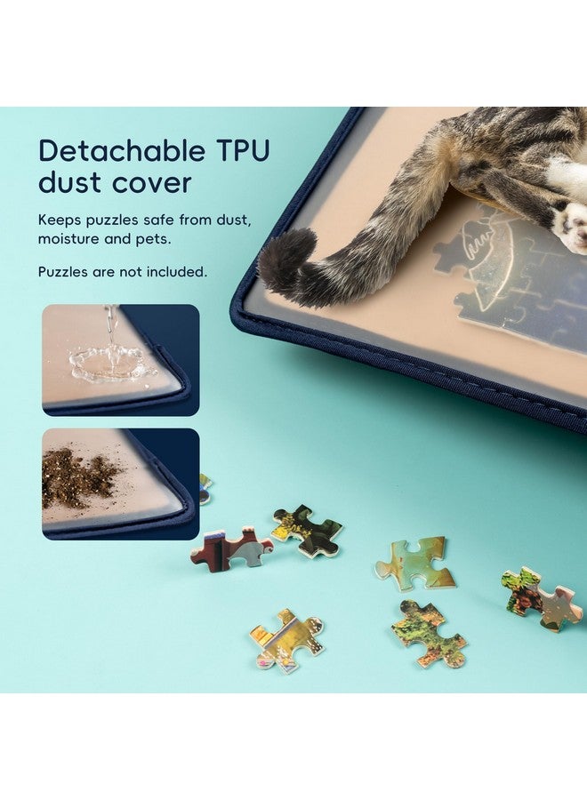 Tektalk Tektalk Jigsaw Puzzle Board with 6 Color Sorting Trays - Portable Puzzle Mat with Non-Slip Surface, Dustproof Cover for Storage - Up to 1500 Pieces - Khaki - Image 3