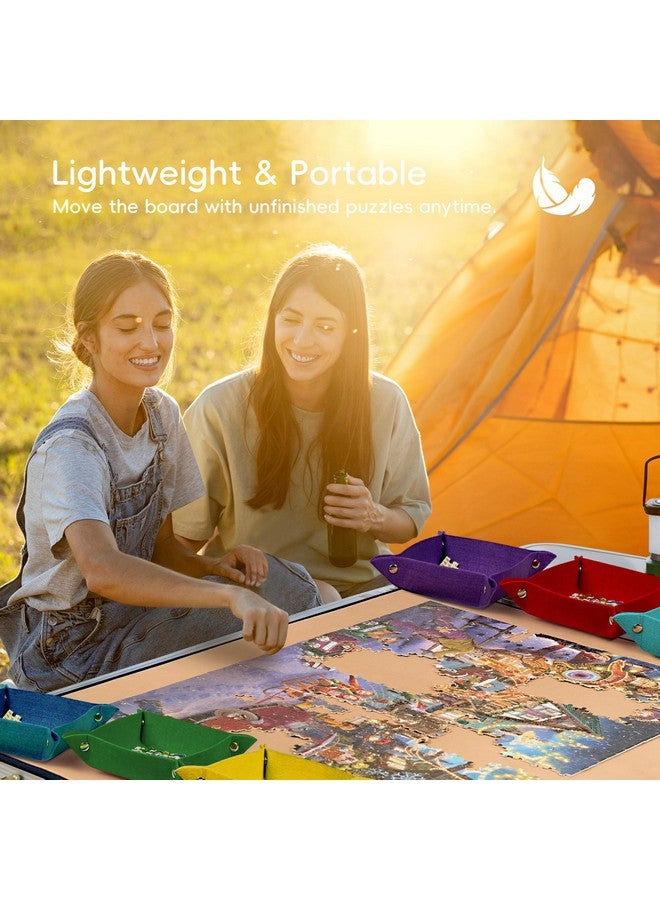 Tektalk Tektalk Jigsaw Puzzle Board with 6 Color Sorting Trays - Portable Puzzle Mat with Non-Slip Surface, Dustproof Cover for Storage - Up to 1500 Pieces - Khaki - Image 5